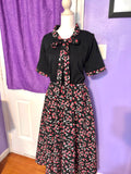 Black & Pink Floral Tie‑Neck Dress — Elegant, Modest & Effortlessly Comfortable