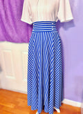 Striped Maxi Skirt with Pockets - Size L, High Stretch