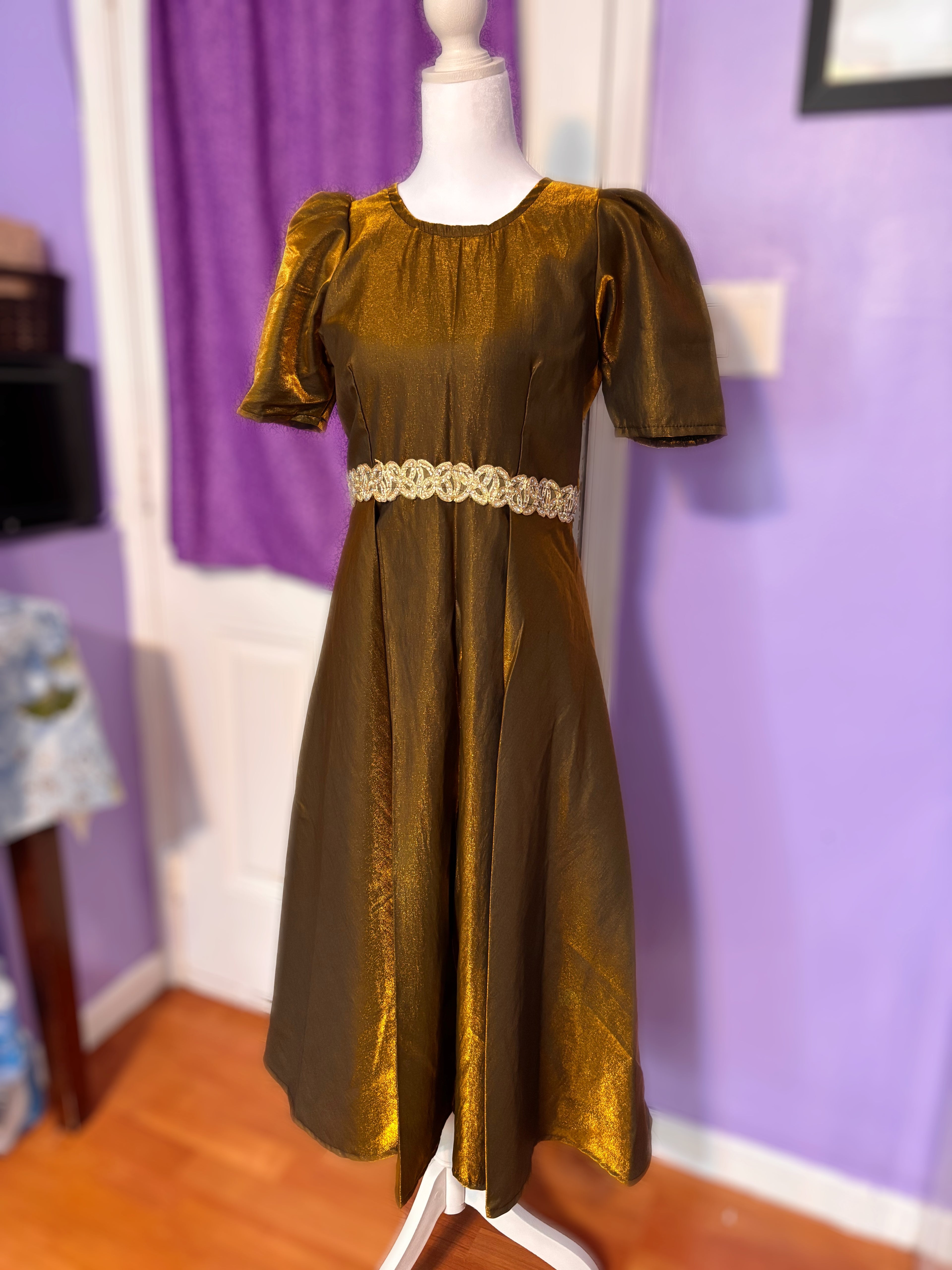 Gold Modest Dress - Size 14 Girl